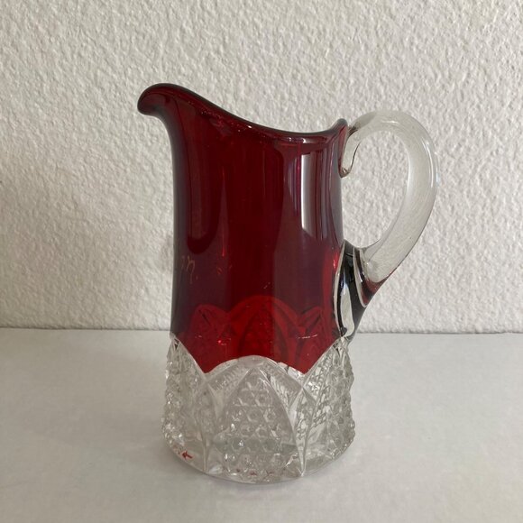 Antique 1901 Ruby Stained Red Glass Pitcher - Picture 3 of 7